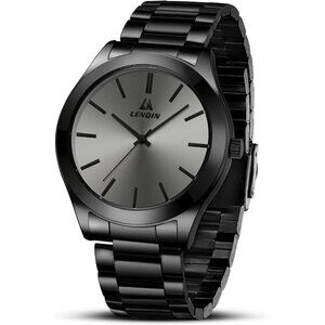 🆕Men's Black Stainless Steel Analog Quartz Fashion Business Designer Watches